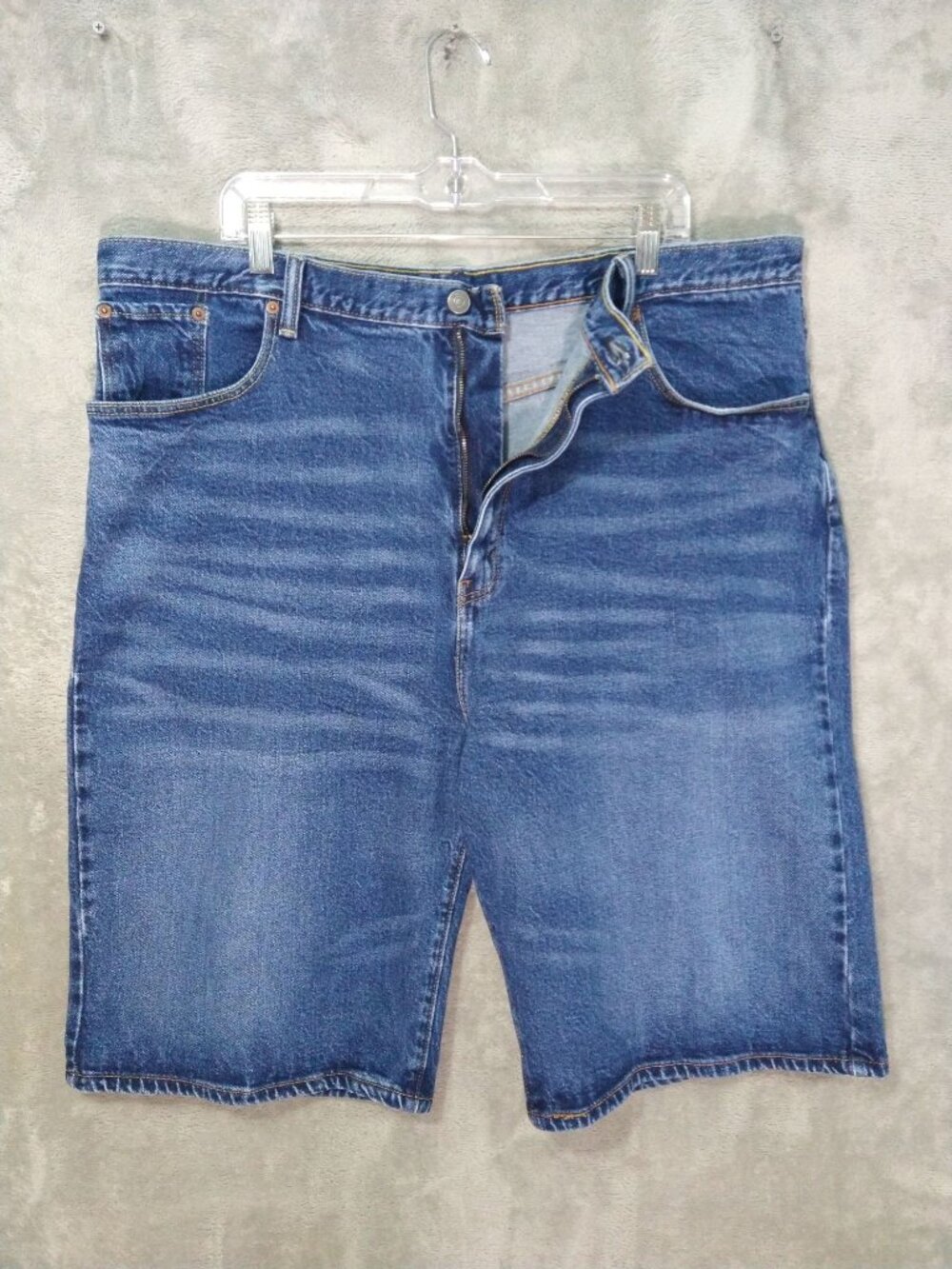 Levis 569 Shorts Mens 40 x 12 Blue Denim Straight Loose Fit Jean Jorts Grunge